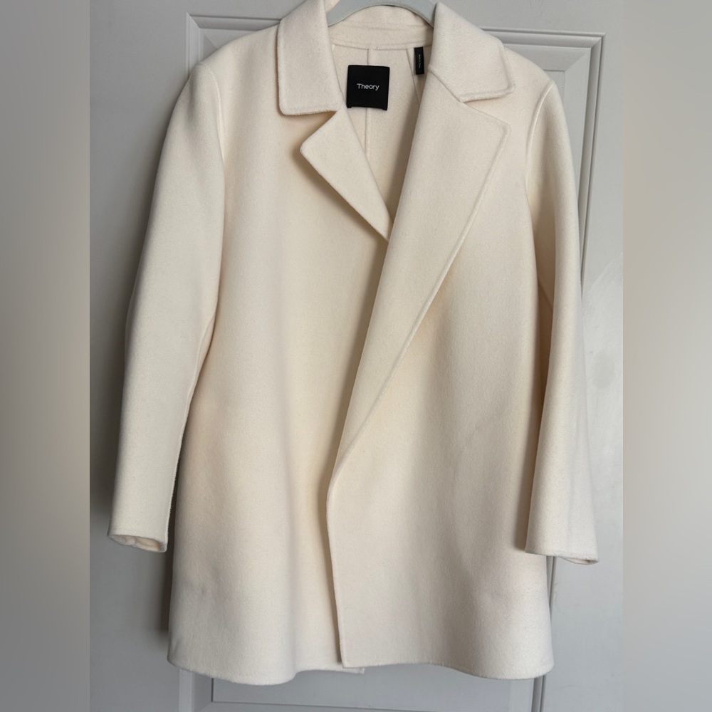 Theory Women's Cream Coat, Size S